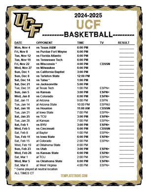 UCF Knights Basketball 2024-25 Printable Schedule - Central Times