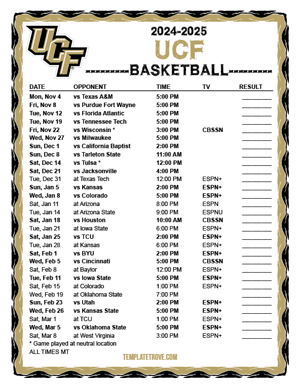 UCF Knights Basketball 2024-25 Printable Schedule - Mountain Times