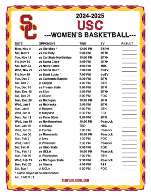 UConn Huskies Women's Basketball 2024-25 Printable Schedule