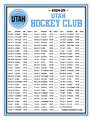 Utah Hockey Club 2024-25 Printable Schedule - Mountain Times