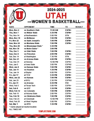 UConn Huskies Women's Basketball 2024-25 Printable Schedule - Mountain Times