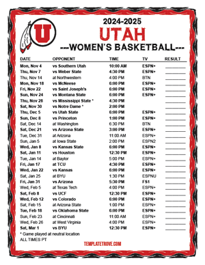 UConn Huskies Women's Basketball 2024-25 Printable Schedule - Pacific Times