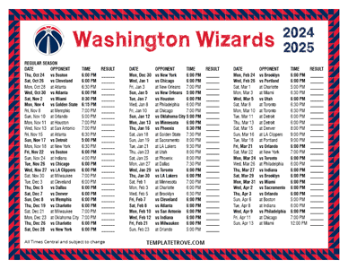 2024-25 Printable Washington Wizards Schedule - Central Times