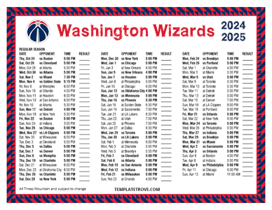 Washington Wizards 2024-25 Printable Schedule - Mountain Times