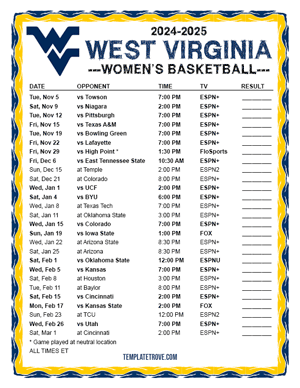 UConn Huskies Women's Basketball 2024-25 Printable Schedule