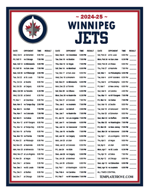 Winnipeg Jets 2024-25 Printable Schedule - Central Times