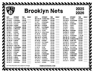 Brooklyn Nets 2025-26 Printable Schedule - Mountain Times