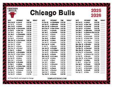 Chicago Bulls 2025-26 Printable Schedule - Pacific Times