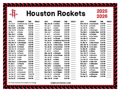 2025-26 Printable Houston Rockets Schedule - Central Times