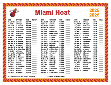 Miami Heat 2025-26 Printable Schedule - Mountain Times