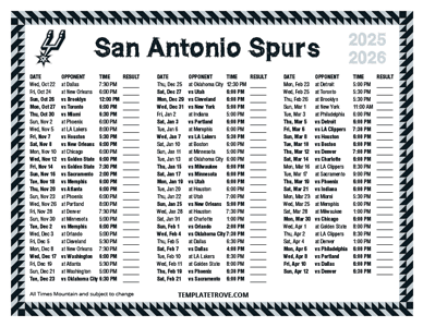 San Antonio Spurs 2025-26 Printable Schedule - Mountain Times