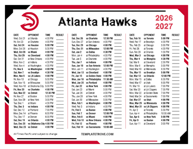 Atlanta Hawks 2026-27 Printable Schedule - Pacific Times