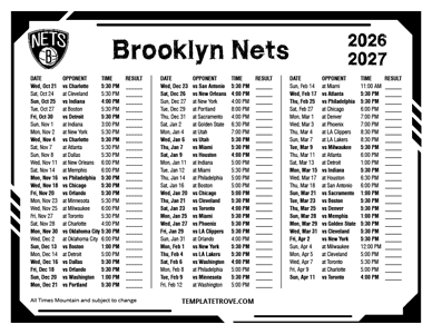 Brooklyn Nets 2026-27 Printable Schedule - Mountain Times