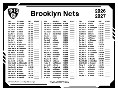 Brooklyn Nets 2026-27 Printable Schedule - Pacific Times