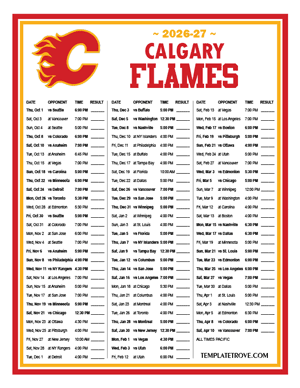Calgary Flames 2026-27 Printable Schedule - Pacific Times