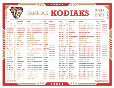 Camrose Kodiaks 2026-27 Hockey Schedule
