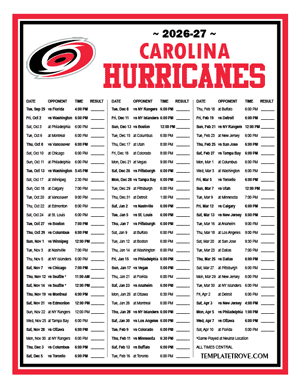 Carolina Hurricanes 2026-27 Printable Schedule - Central Times