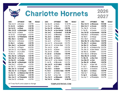 Charlotte Hornets 2026-27 Printable Schedule - Pacific Times
