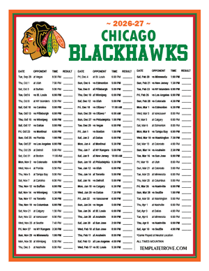 Chicago Blackhawks 2026-27 Printable Schedule - Mountain Times