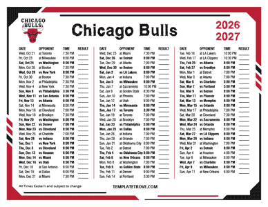 Chicago Bulls 2026-27 Printable Schedule
