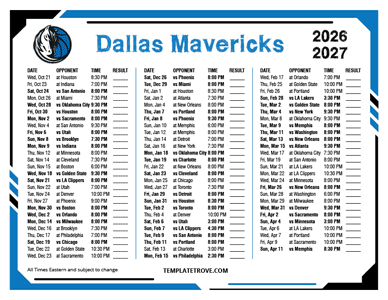 Dallas Mavericks 2026-27 Printable Schedule