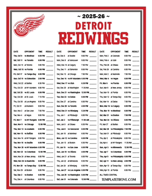Detroit Red Wings 2026-27 Printable Schedule - Central Times