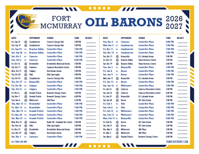 Fort McMurray Oil Barons 2026-27 Hockey Schedule