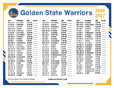 Golden State Warriors 2026-27 Printable Schedule