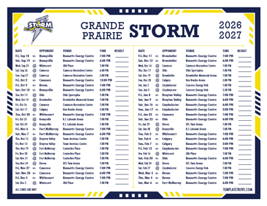 Grande Prairie Storm 2026-27 Hockey Schedule