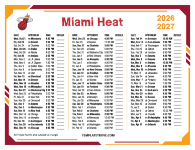 Miami Heat 2026-27 Printable Schedule - Pacific Times