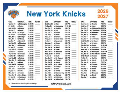 2026-27 Printable New York Knicks Schedule - Central Times