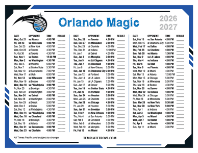 Orlando Magic 2026-27 Printable Schedule - Pacific Times
