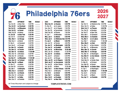 Philadelphia 76ers 2026-27 Printable Schedule - Mountain Times