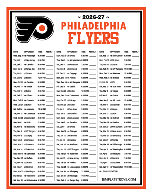 Philadelphia Flyers 2026-27 Printable Schedule - Central Times