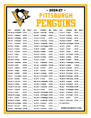 Pittsburgh Penguins 2026-27 Printable Schedule - Pacific Times