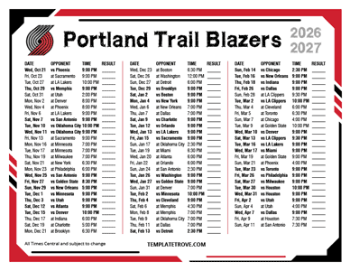 2026-27 Printable Portland Trail Blazers Schedule - Central Times