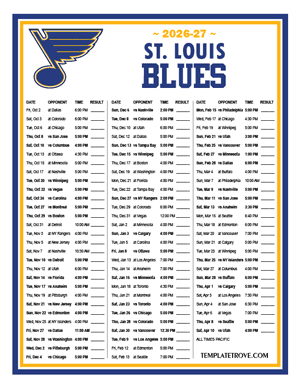 St. Louis Blues 2026-27 Printable Schedule - Pacific Times