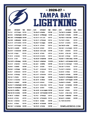 Tampa Bay Lightning 2026-27 Printable Schedule - Mountain Times