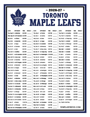 Toronto Maple Leafs 2026-27 Printable Schedule - Central Times