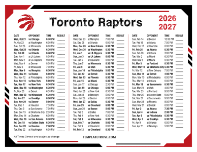2026-27 Printable Toronto Raptors Schedule - Central Times
