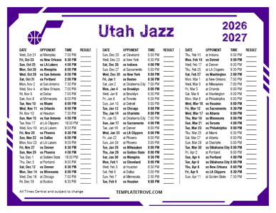 2026-27 Printable Utah Jazz Schedule - Central Times
