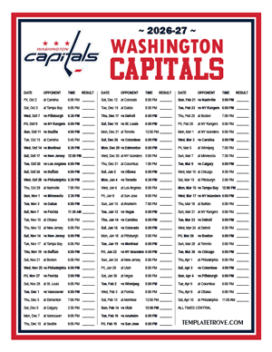 Washington Capitals 2026-27 Printable Schedule - Central Times