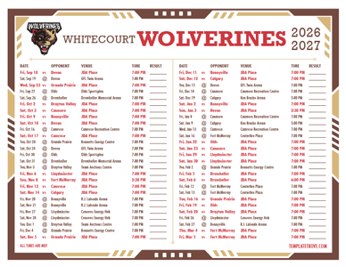 Whitecourt Wolverines 2026-27 Hockey Schedule