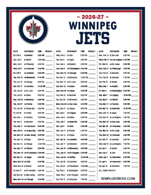 Winnipeg Jets 2026-27 Printable Schedule - Pacific Times