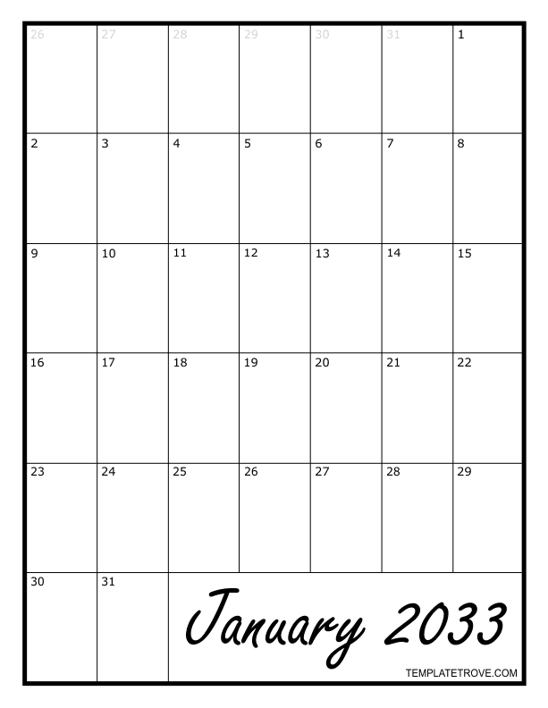 2033 Calendar Blank Printable Calendar Template In Pdf Word Excel Gambaran
