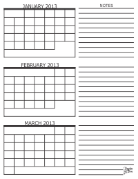 2013 - 3 Month Calendar