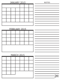 2015 - 3 Month Calendar