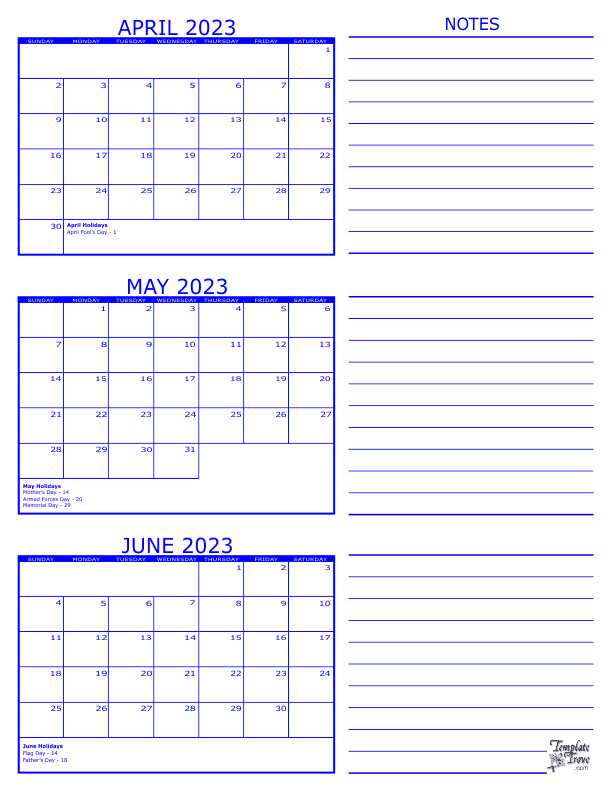 3 Month Calendar April May June 2023 Get Calender 2023 Update