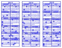 Blue 3 Year Calendar - 2013 - 2014 - 2015