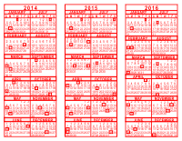 2014-15-16 3 Year Calendar - Red